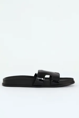 Moulded H-Strap Mule Sandal - Black