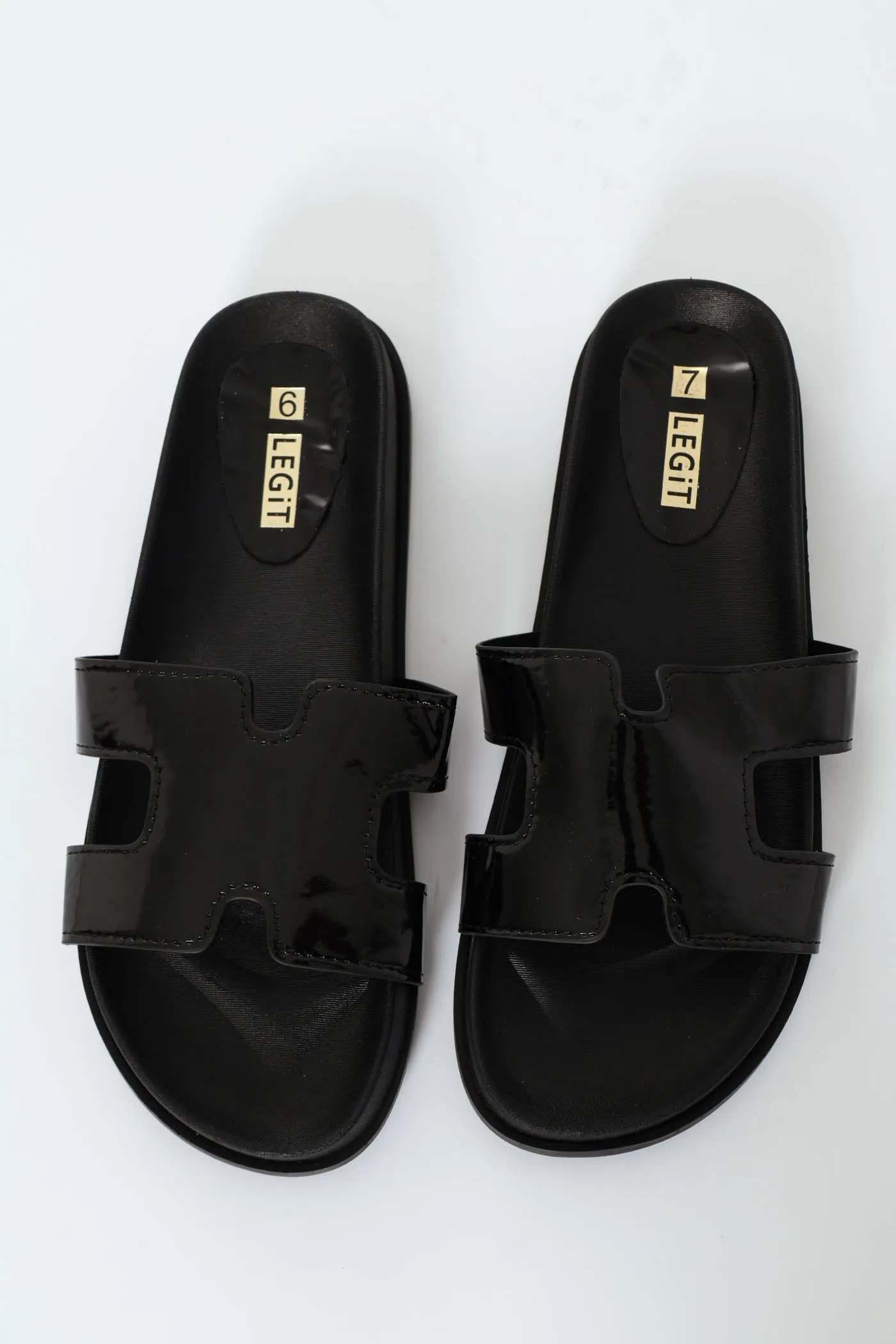 Moulded H-Strap Mule Sandal - Black