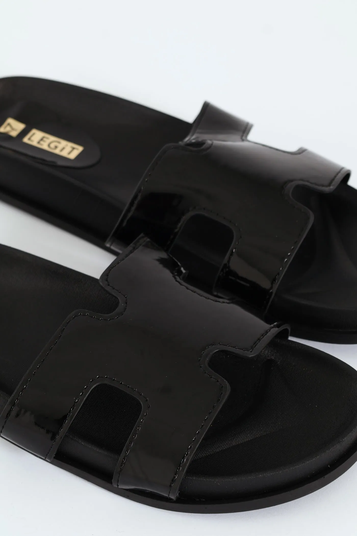 Moulded H-Strap Mule Sandal - Black