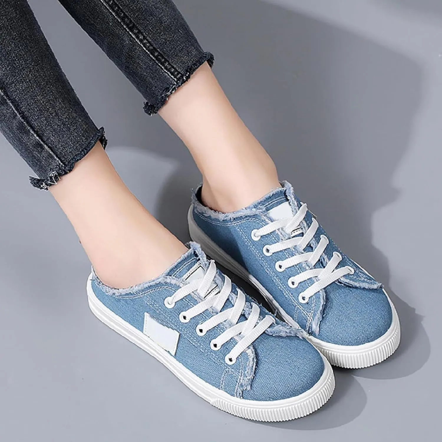 Mules for Women 2025 Casual Lightweight Canvas Mules Fashion Comfortable Slip On Sneaker Comfort Non Slip Backless Sneakers Elegant Walking Shoes Classic Work Shoes