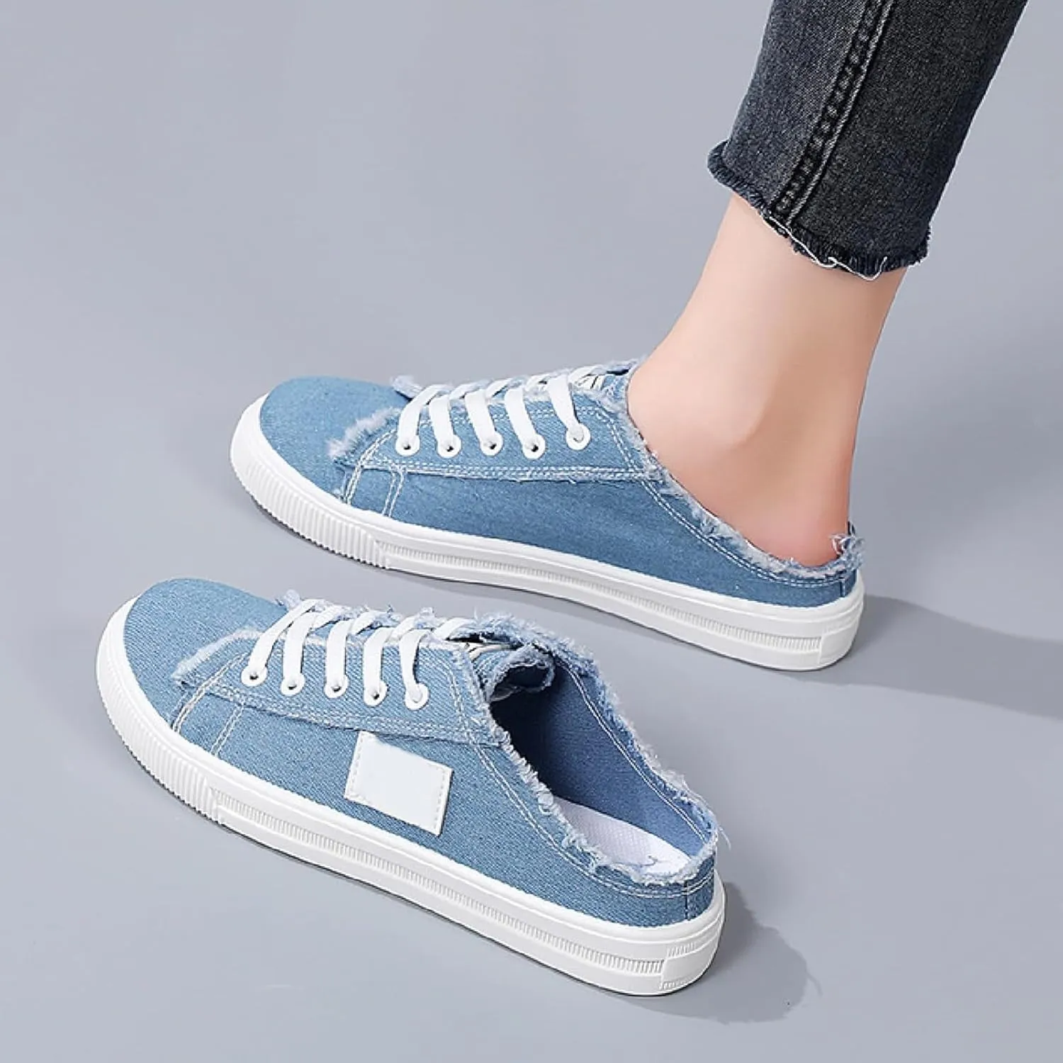 Mules for Women 2025 Casual Lightweight Canvas Mules Fashion Comfortable Slip On Sneaker Comfort Non Slip Backless Sneakers Elegant Walking Shoes Classic Work Shoes