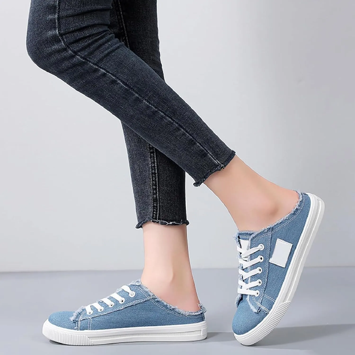 Mules for Women 2025 Casual Lightweight Canvas Mules Fashion Comfortable Slip On Sneaker Comfort Non Slip Backless Sneakers Elegant Walking Shoes Classic Work Shoes