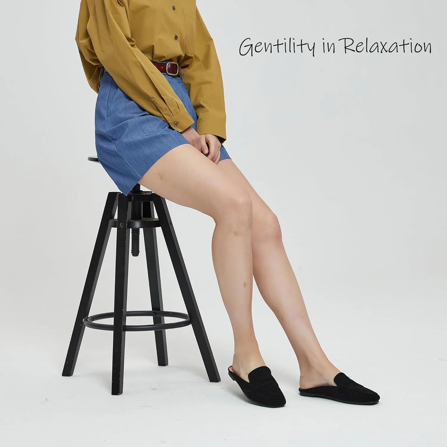 Mules for Women Shoes Slip on Flats Backless Penny Loafers Closed Toe Mule Slides