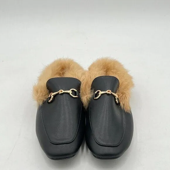 Mules for Women, Womens Leather Slip On Mule Flats Embroidery Loafers Backless R