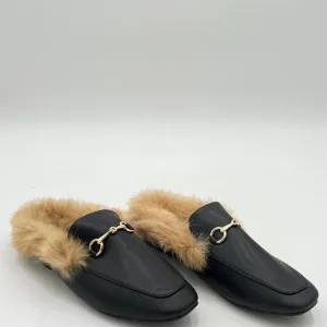 Mules for Women, Womens Leather Slip On Mule Flats Embroidery Loafers Backless R