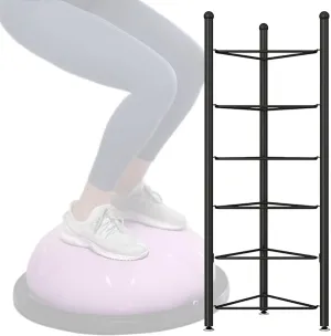 Multi-Tier Workout Ball Stand - Carbon Steel Frame with Anti-Skid Feet, Ideal for Home Gym & Yoga Studio Organization