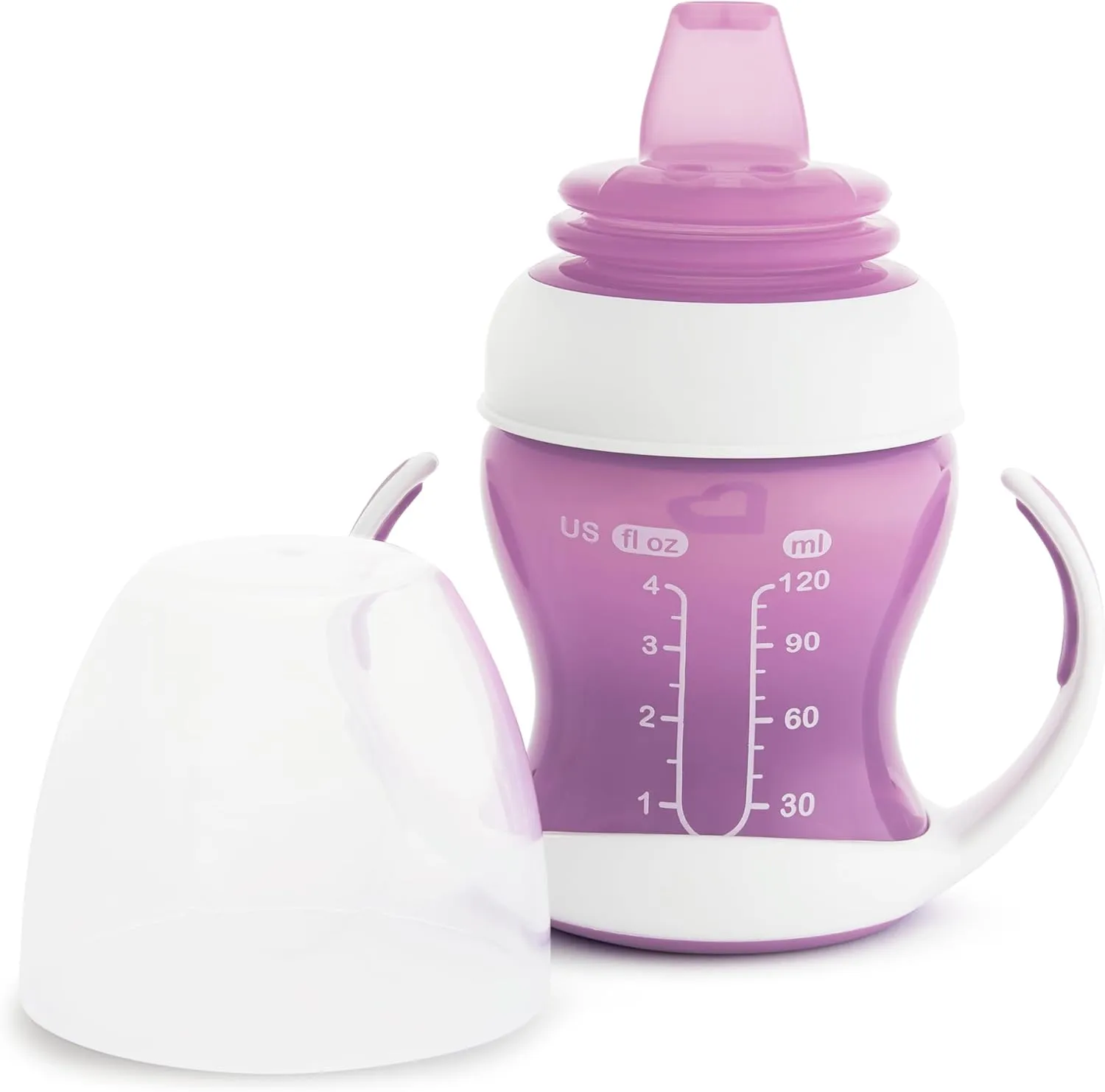 Munchkin® Gentle™ Transition Sippy Trainer Cup, 4 Ounce, 2 Pack, Purple