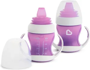 Munchkin® Gentle™ Transition Sippy Trainer Cup, 4 Ounce, 2 Pack, Purple