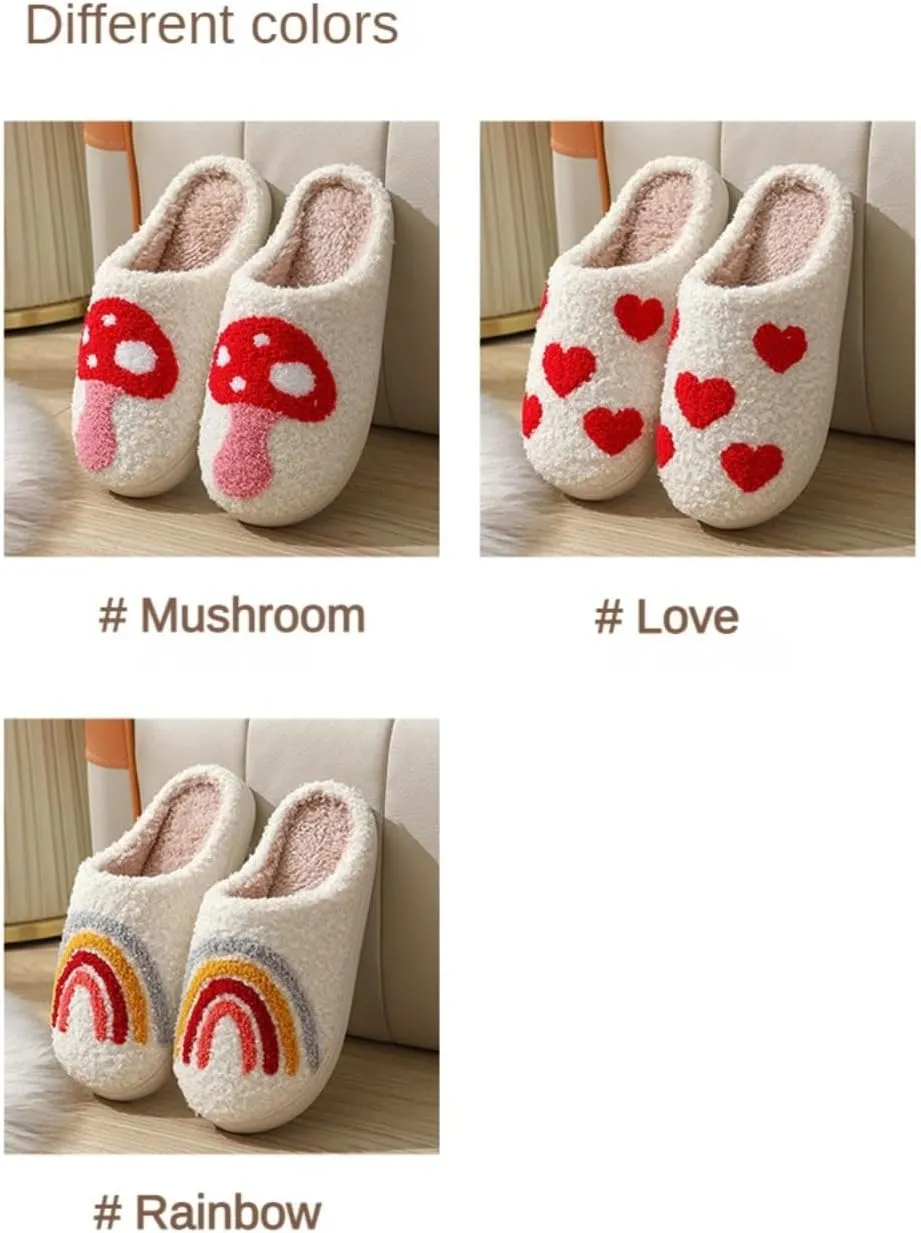 Mushroom Slippers Rainbow Slipper Heart Lover Slipper Home Slippers Indoor Slippers For Kids Women Men Girls