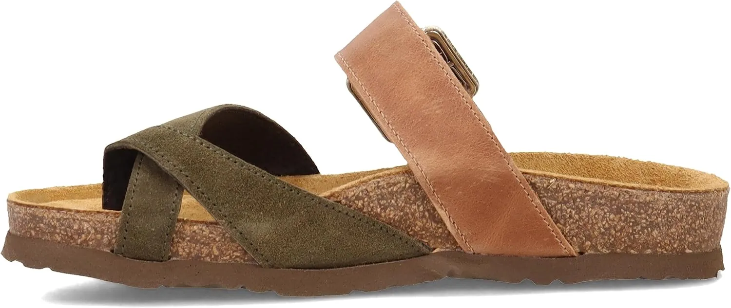 NAOT Footwear Fresno Women’s Toe Loop Slide Sandal with Cork Footbed and Arch Support - Buckle - Comfort and Support – Lightweight and Perfect for Travel – Medium to Wide Fit
