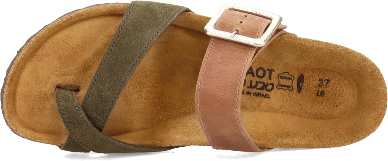 NAOT Footwear Fresno Women’s Toe Loop Slide Sandal with Cork Footbed and Arch Support - Buckle - Comfort and Support – Lightweight and Perfect for Travel – Medium to Wide Fit