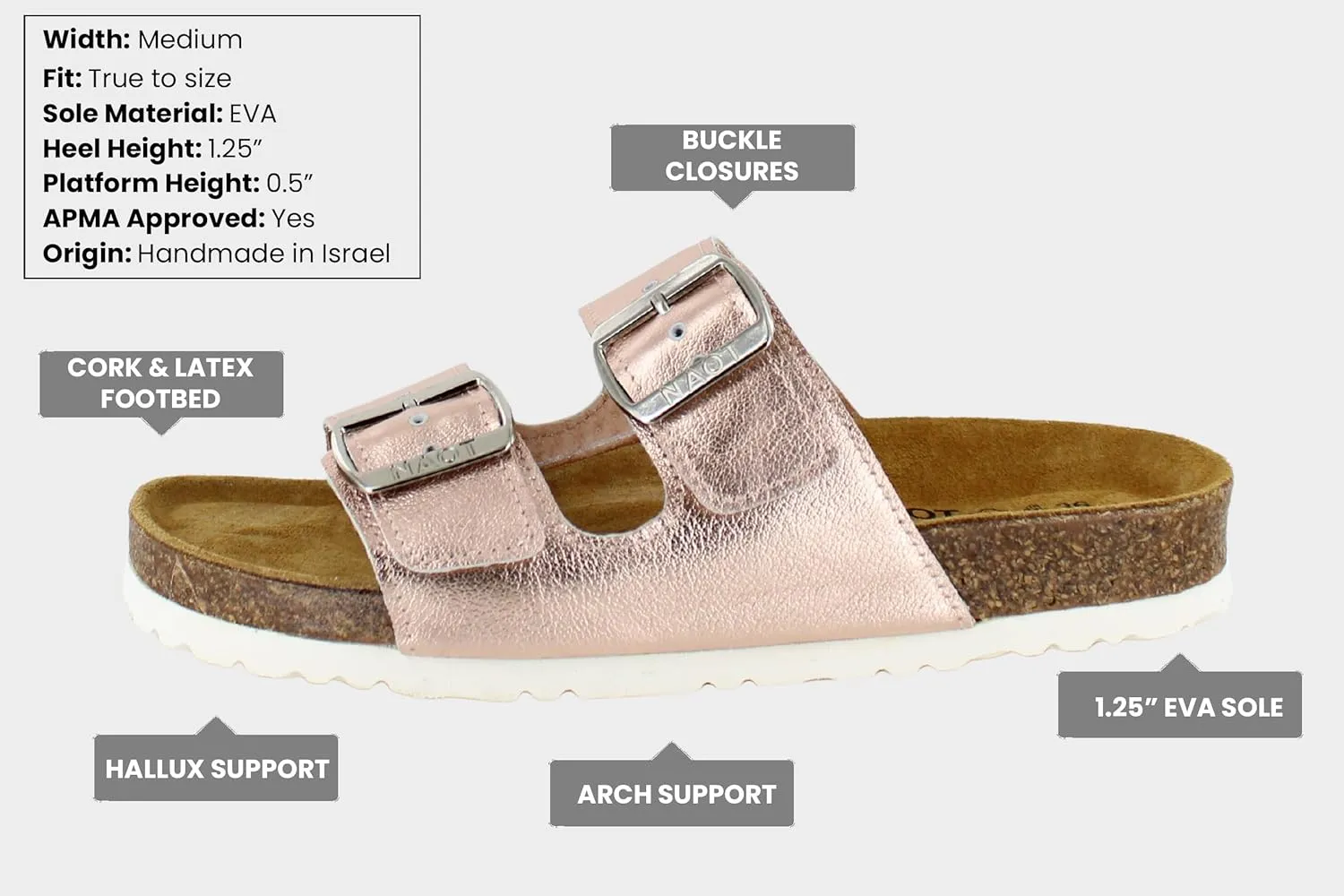 NAOT Footwear Santa Barbara Women's Slide with Cork Footbed and Arch Comfort and Support – Slip On- Lightweight and Perfect for Travel