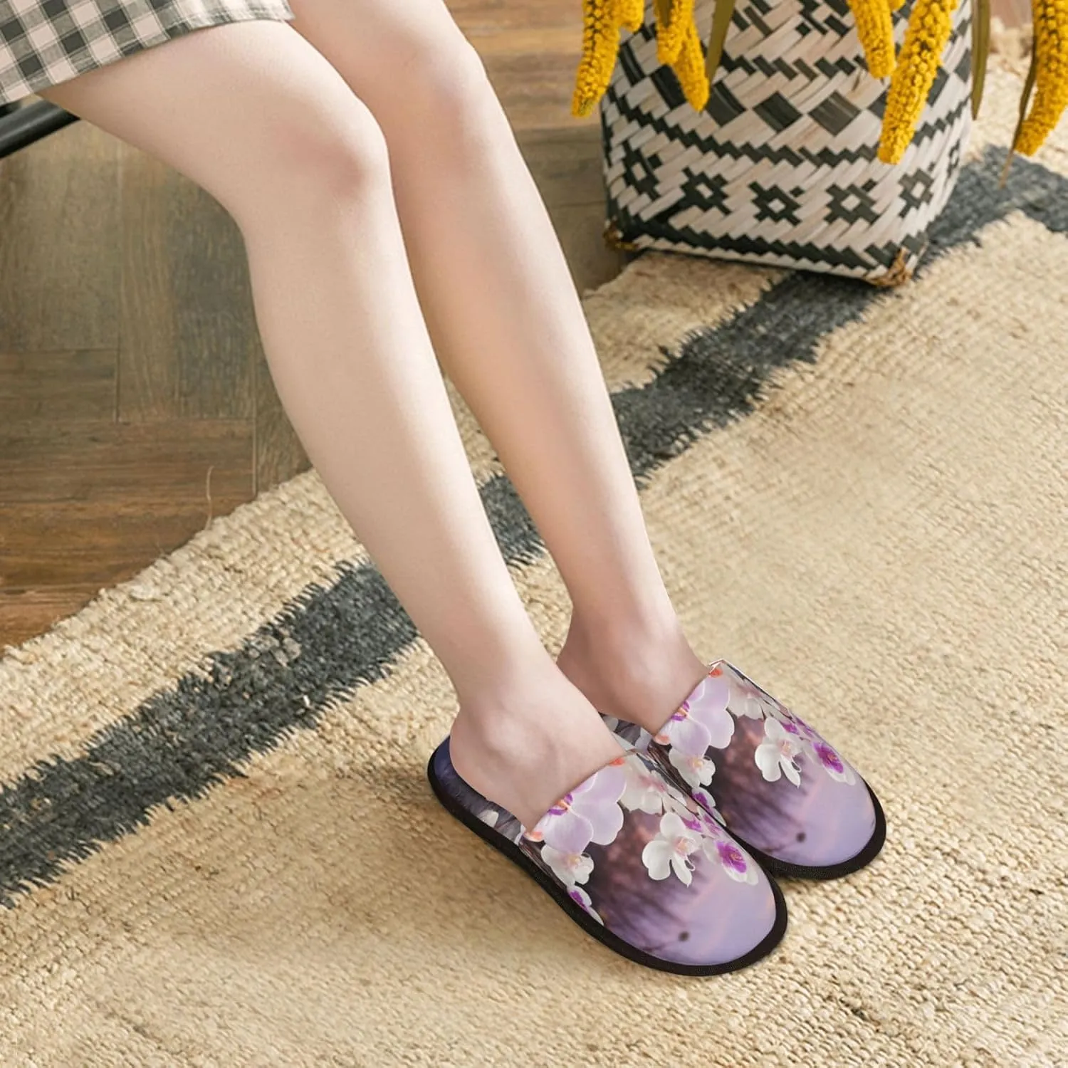 Nature Floral Spring Furry House Slippers for Women Men Soft Fuzzy Slippers Indoor Casual Plush House Shoes