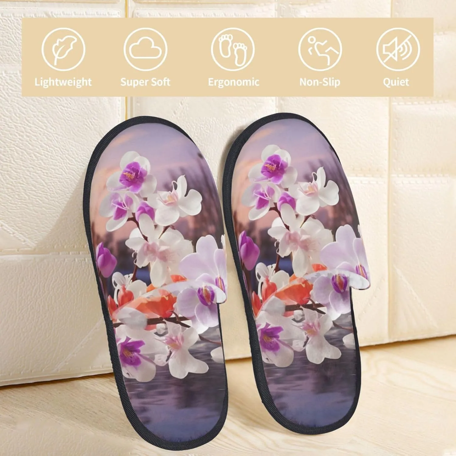 Nature Floral Spring Furry House Slippers for Women Men Soft Fuzzy Slippers Indoor Casual Plush House Shoes