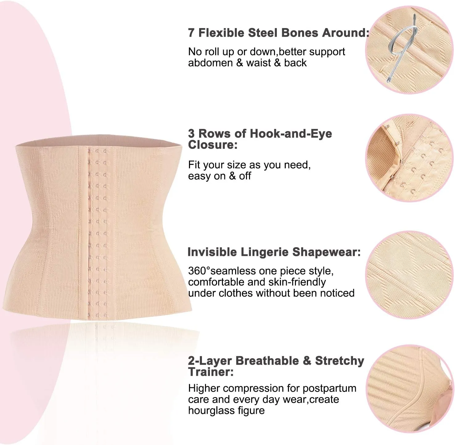 Nebility Womens' Maternity Belly Band Postpartum Recovery Belt Waist Trainer