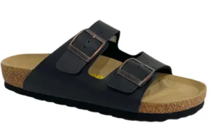NECKERMANN Double Bar N2718 - Black Leather (Size 36-46)
