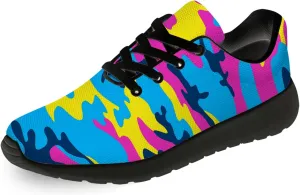 Neon Camouflage Sneakers Mens Womens Trainer Running Shoes Colorful Camo Print Tennis Walking Shoes Gifts for Granddaughter,US Size 9 Women/7.5 Men