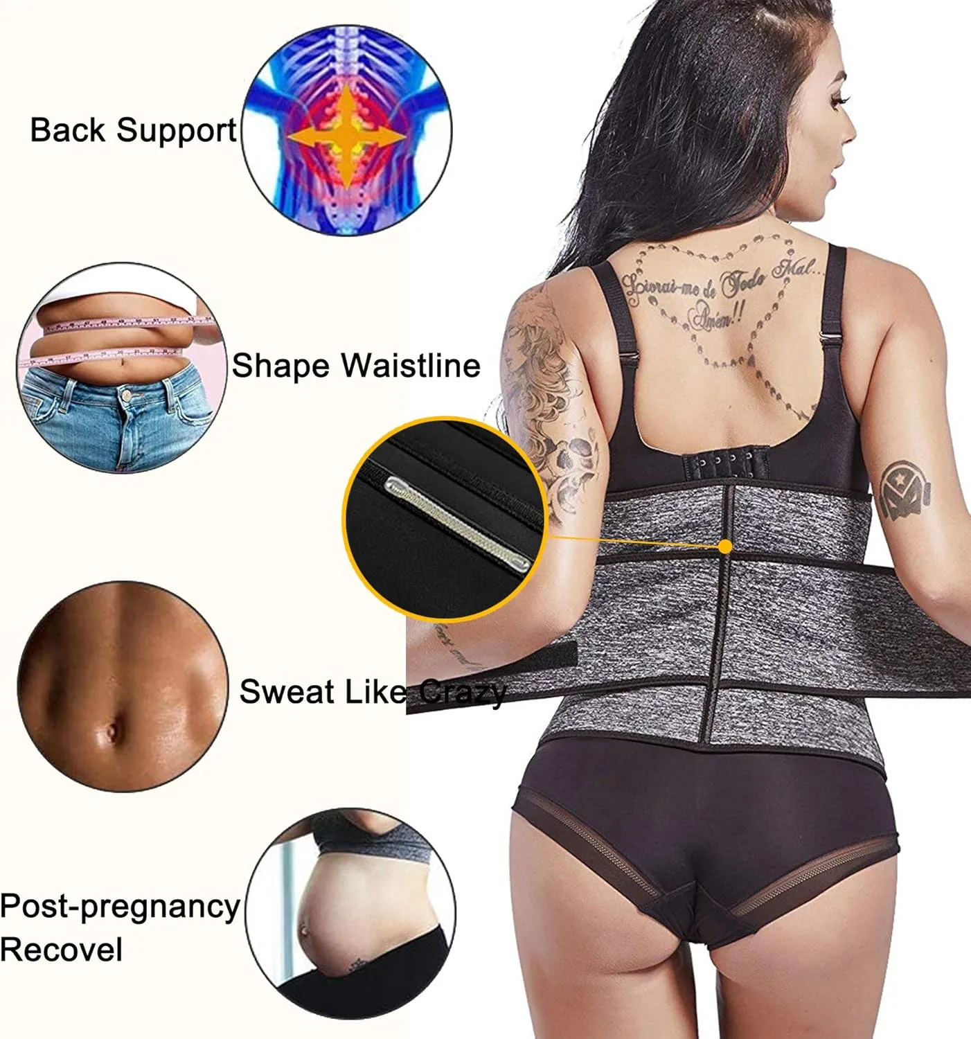 Neoprene Waist Trainer for Women, Corset Sauna Sweat Workout Waist Trimmer Belt