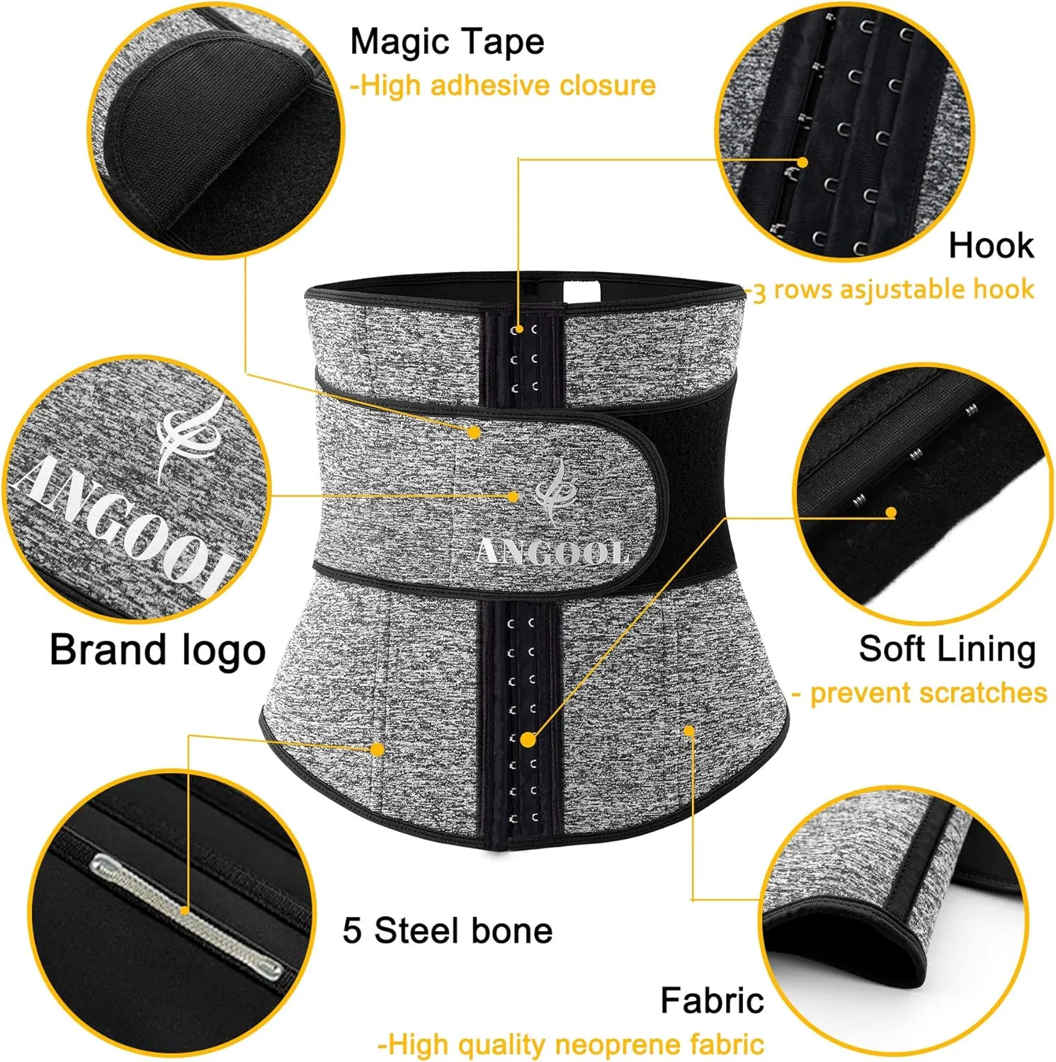 Neoprene Waist Trainer for Women, Corset Sauna Sweat Workout Waist Trimmer Belt