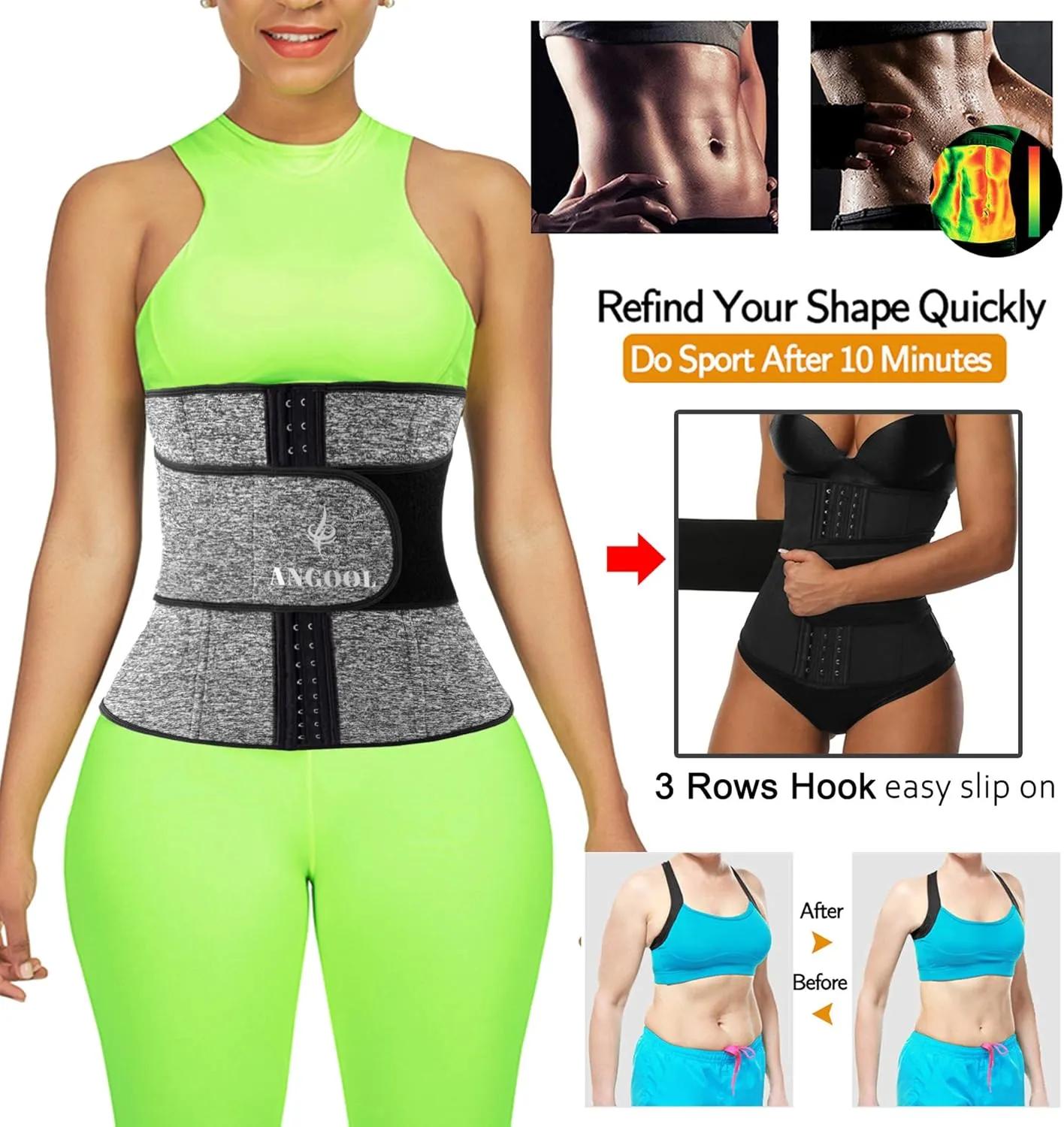 Neoprene Waist Trainer for Women, Corset Sauna Sweat Workout Waist Trimmer Belt