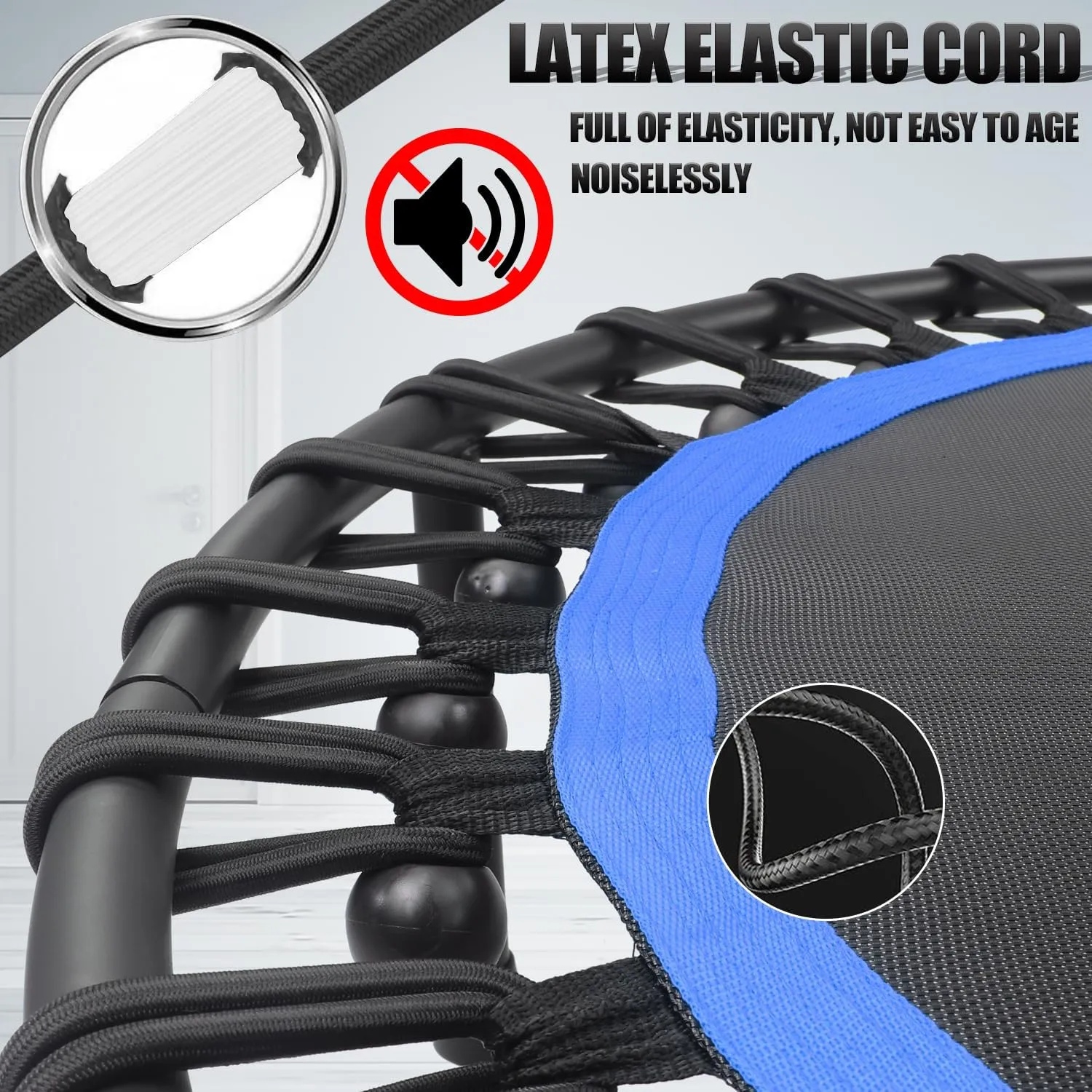 Newan 40"-48" Silent Mini Trampoline Fitness Trampoline Bungee Rebounder Jumping Cardio Trainer Workout for Adults-Max Limit 330lbs