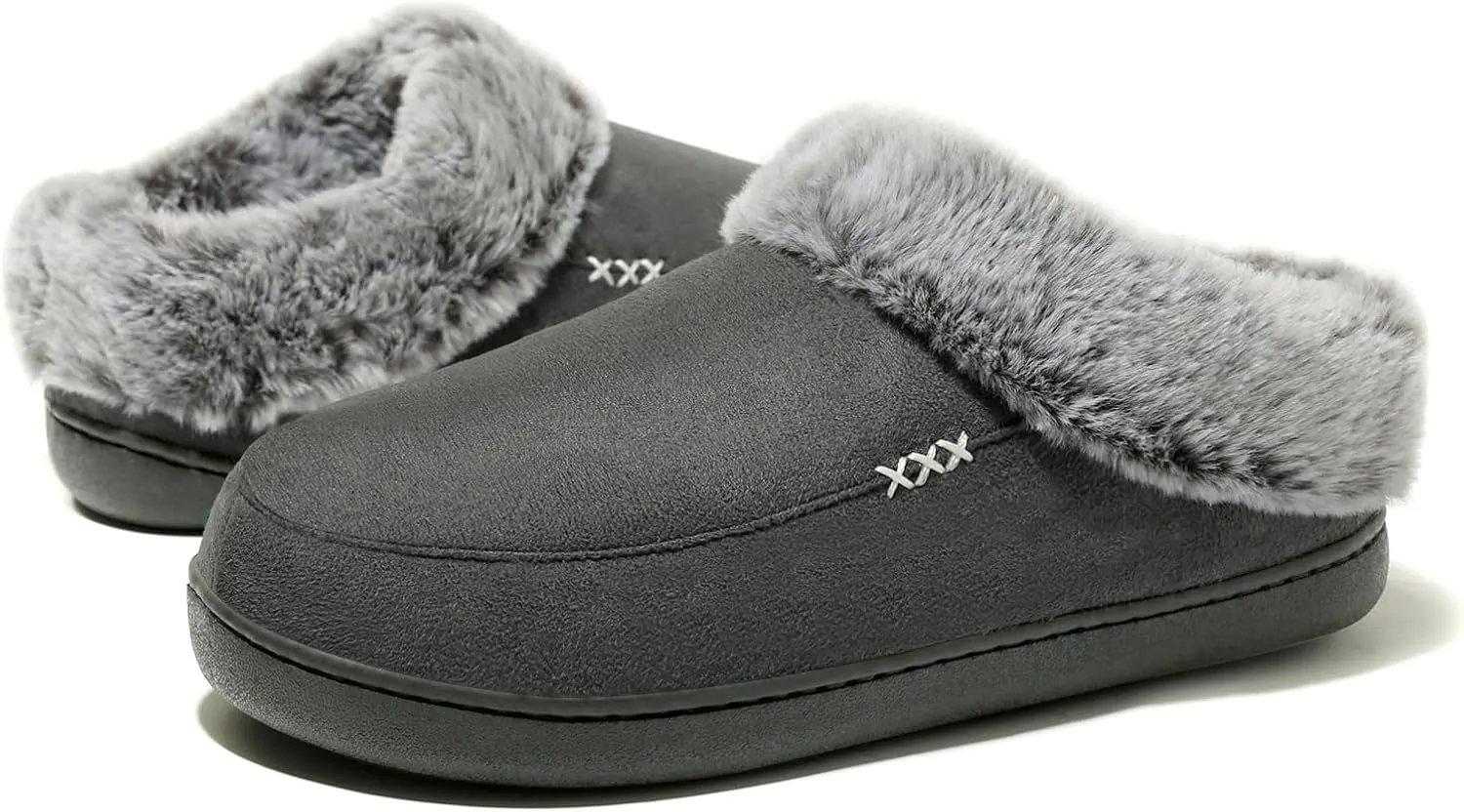 NewDenBer Women's Cozy Memory Foam Slippers Suede Plush Faux Fur Lined Slip on Indoor Outdoor House Shoes