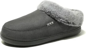 NewDenBer Women's Cozy Memory Foam Slippers Suede Plush Faux Fur Lined Slip on Indoor Outdoor House Shoes