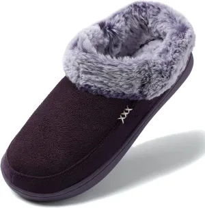 NewDenBer Women's Cozy Memory Foam Slippers Suede Plush Faux Fur Lined Slip on Indoor Outdoor House Shoes