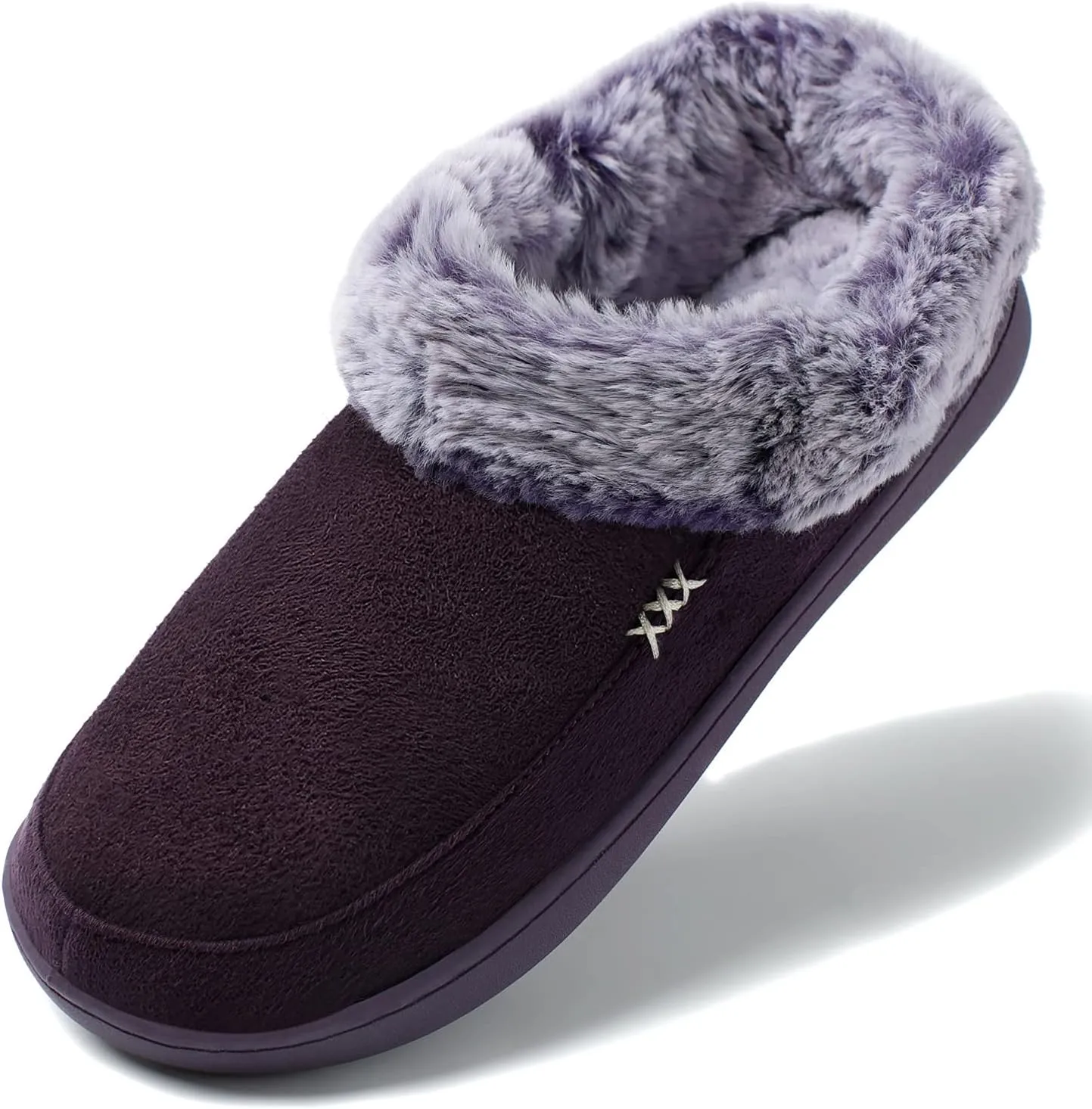 NewDenBer Women's Cozy Memory Foam Slippers Suede Plush Faux Fur Lined Slip on Indoor Outdoor House Shoes