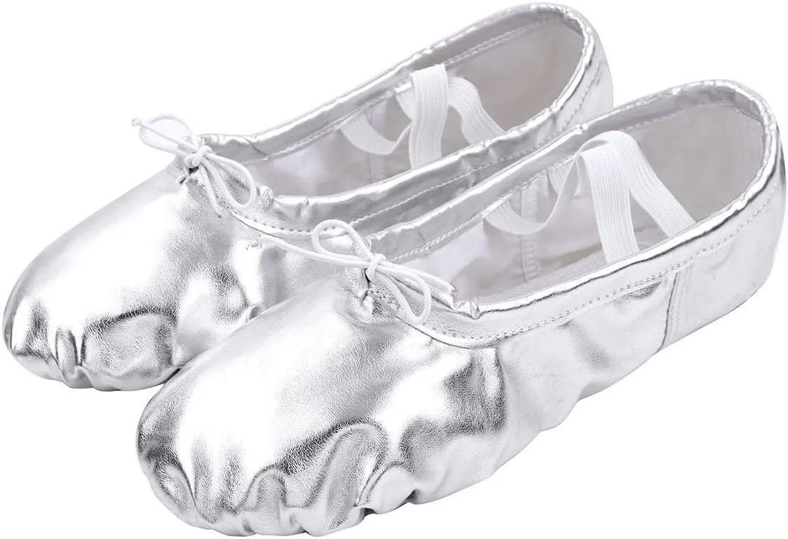 Nexete Ballet Dance Shoes Split-Sole Slipper Flats Ballet Dance PU Leather Shoes for Toddler Girl Kid Women