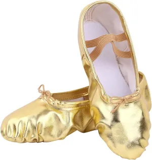 Nexete Ballet Dance Shoes Split-Sole Slipper Flats Ballet Dance PU Leather Shoes for Toddler Girl Kid Women