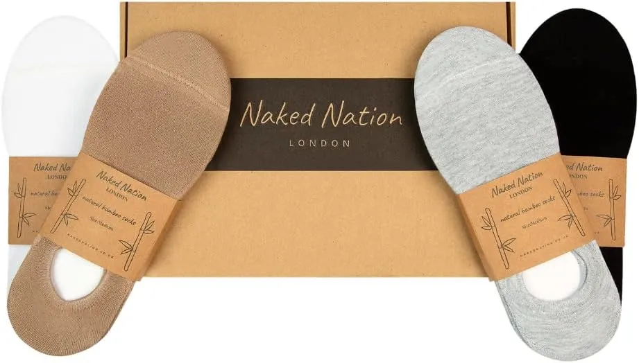 No Show Bamboo Socks - 6 Pairs, Luxury Non-Slip, Super Soft & Breathable Trainer Socks for Men & Women