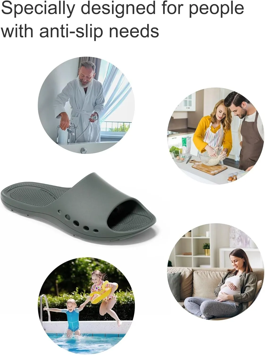 Non Slip Shower Shoes, Lightweight Indoor House Slides Bathroom Shower Sandals Slippers for Women and Men