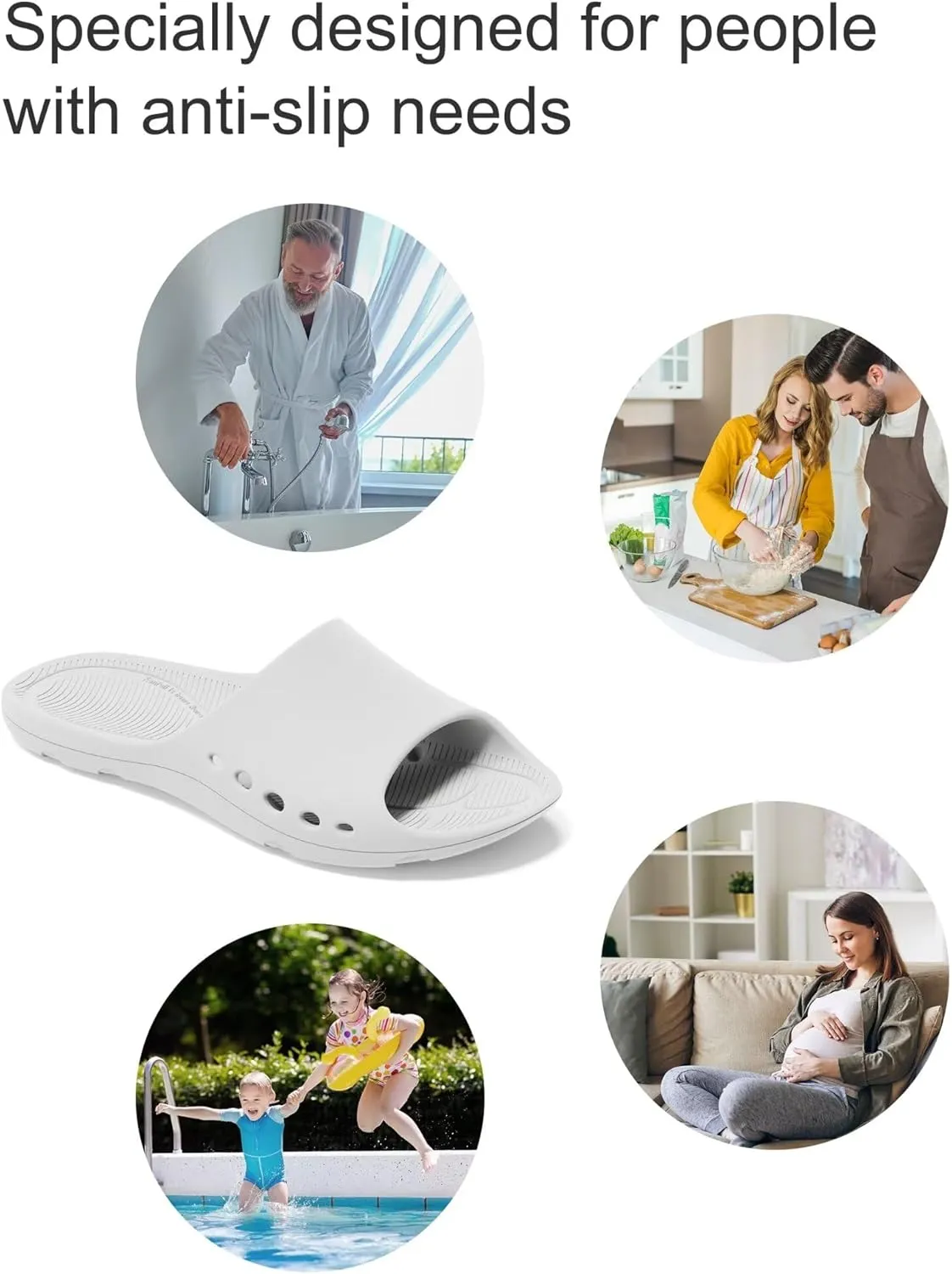 Non Slip Shower Shoes, Lightweight Indoor House Slides Bathroom Shower Sandals Slippers for Women and Men