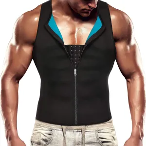 NonEcho Men Waist Trainer Vest Sweat Vest Hot Neoprene Zipper Sauna Girdle Tank Top Workout Shirt Shapewear Black