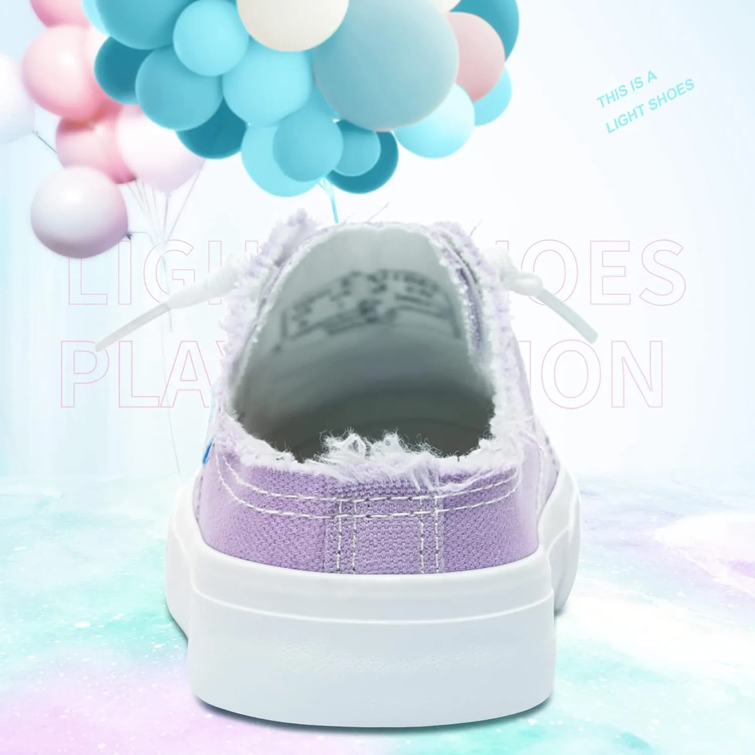 Obtaom Women Canvas Mules Memory Foam Clipper Fashion Sneakers Comfortable Slip-On Mule Backless Holiday Shoes