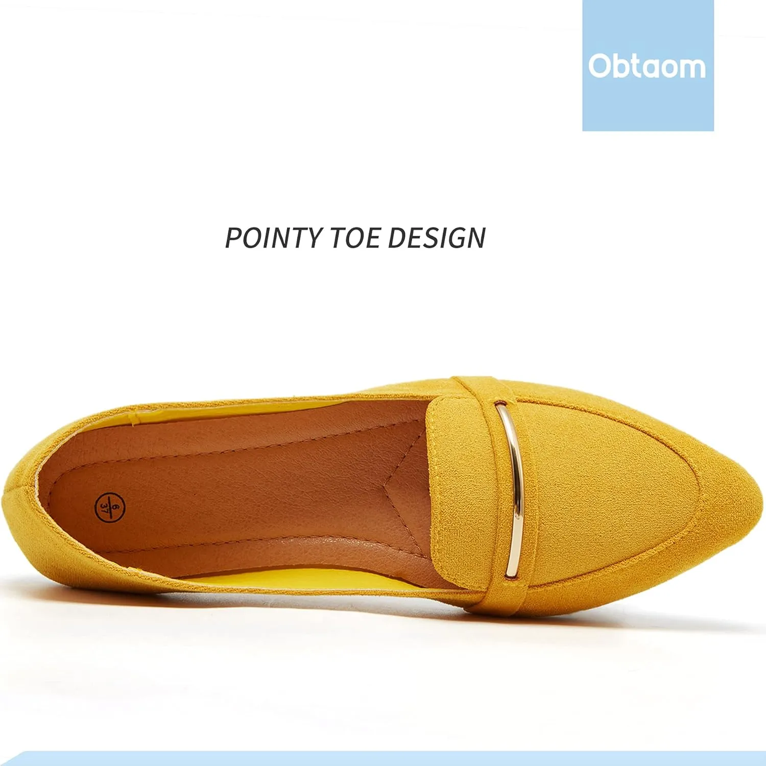 Obtaom Women's Pointy Toe Loafer Flat Comfortable Faux Suede Work Shoes,Cute Penny Loafer Slip On Ballet Flat