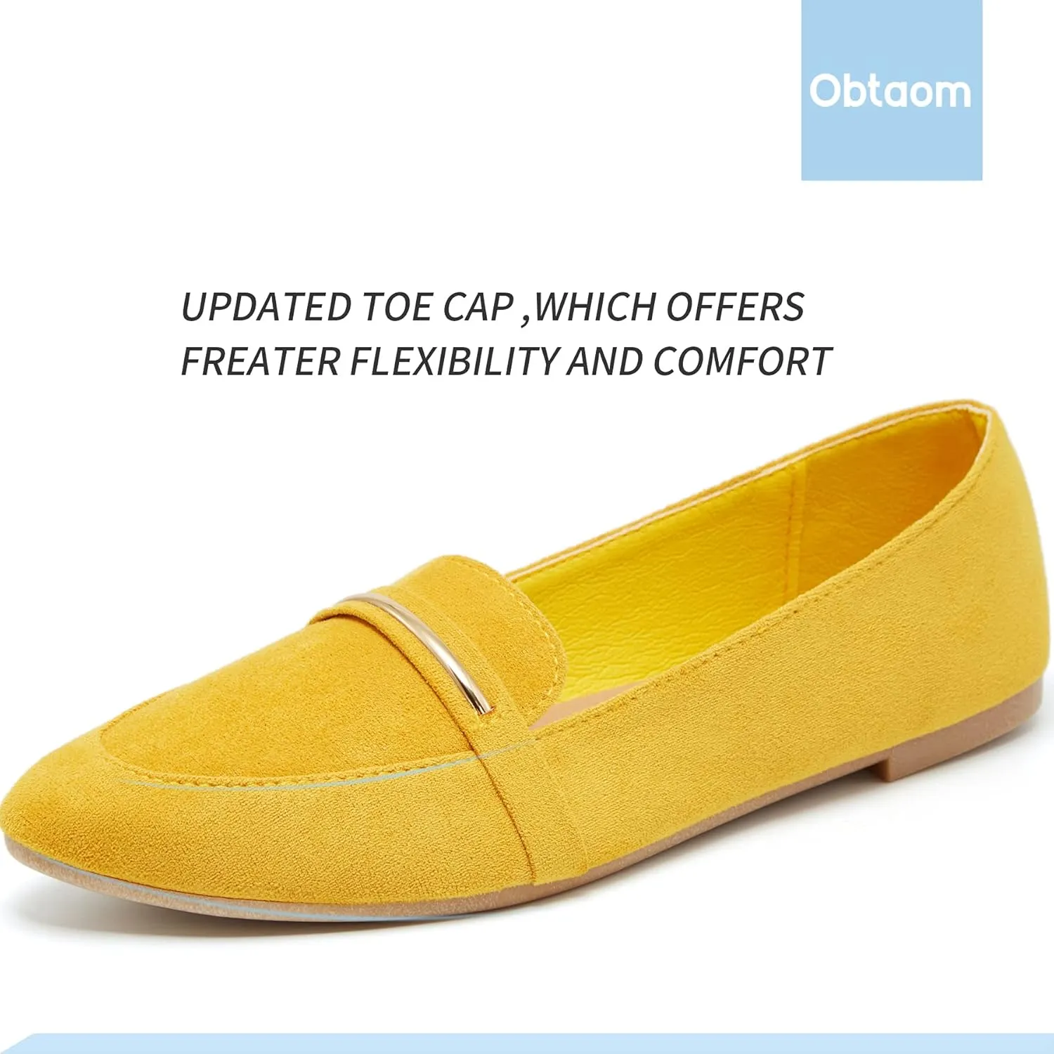 Obtaom Women's Pointy Toe Loafer Flat Comfortable Faux Suede Work Shoes,Cute Penny Loafer Slip On Ballet Flat