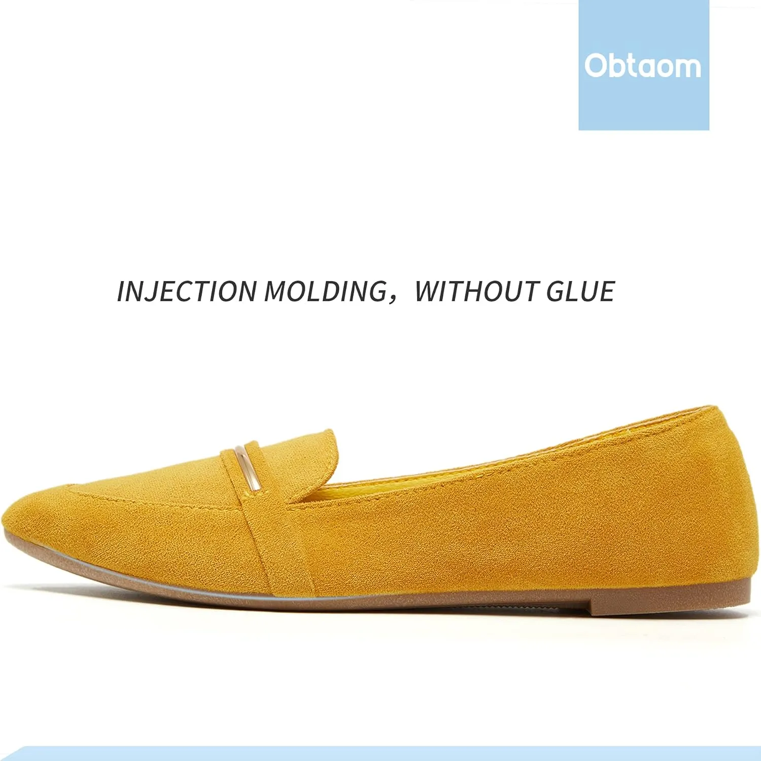Obtaom Women's Pointy Toe Loafer Flat Comfortable Faux Suede Work Shoes,Cute Penny Loafer Slip On Ballet Flat
