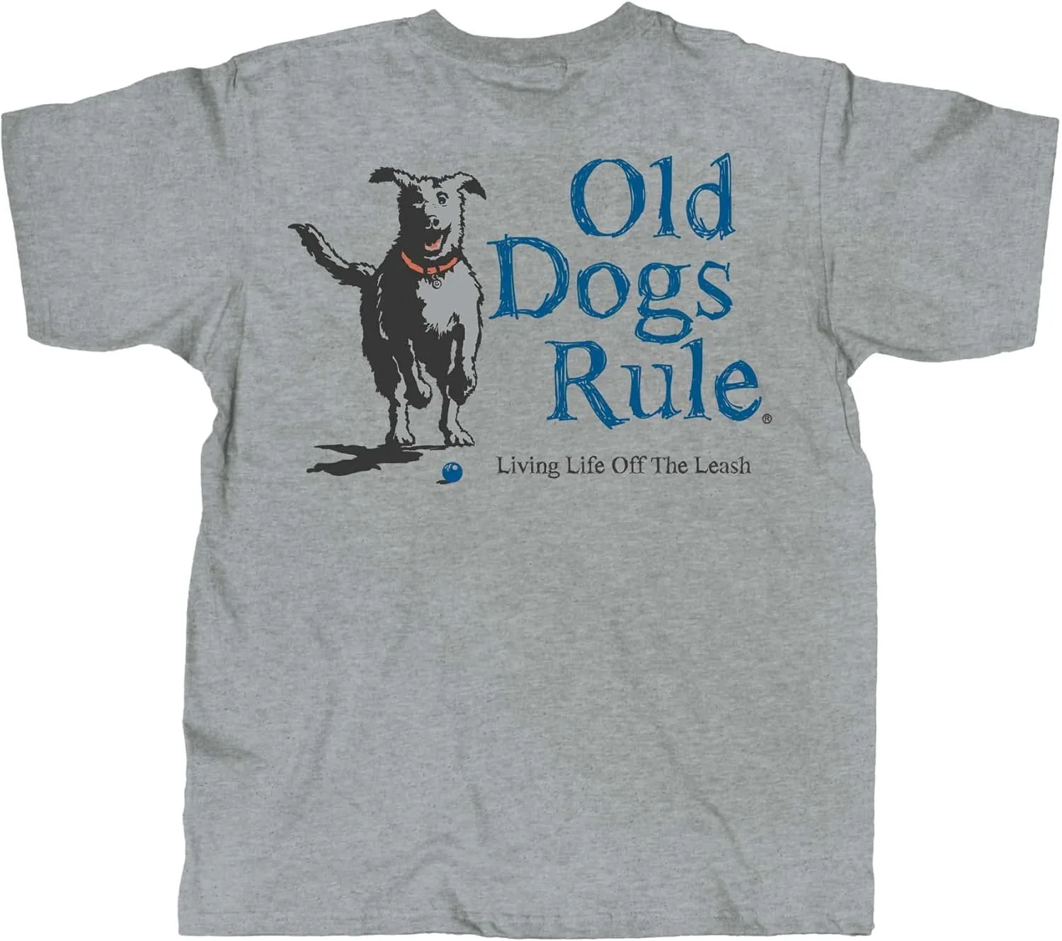 OLD GUYS RULE Men's Graphic T-Shirt, Leash - Father's Day, Birthday Gift - Funny Novelty Tee for Dog Lovers, Rescuer, Trainer