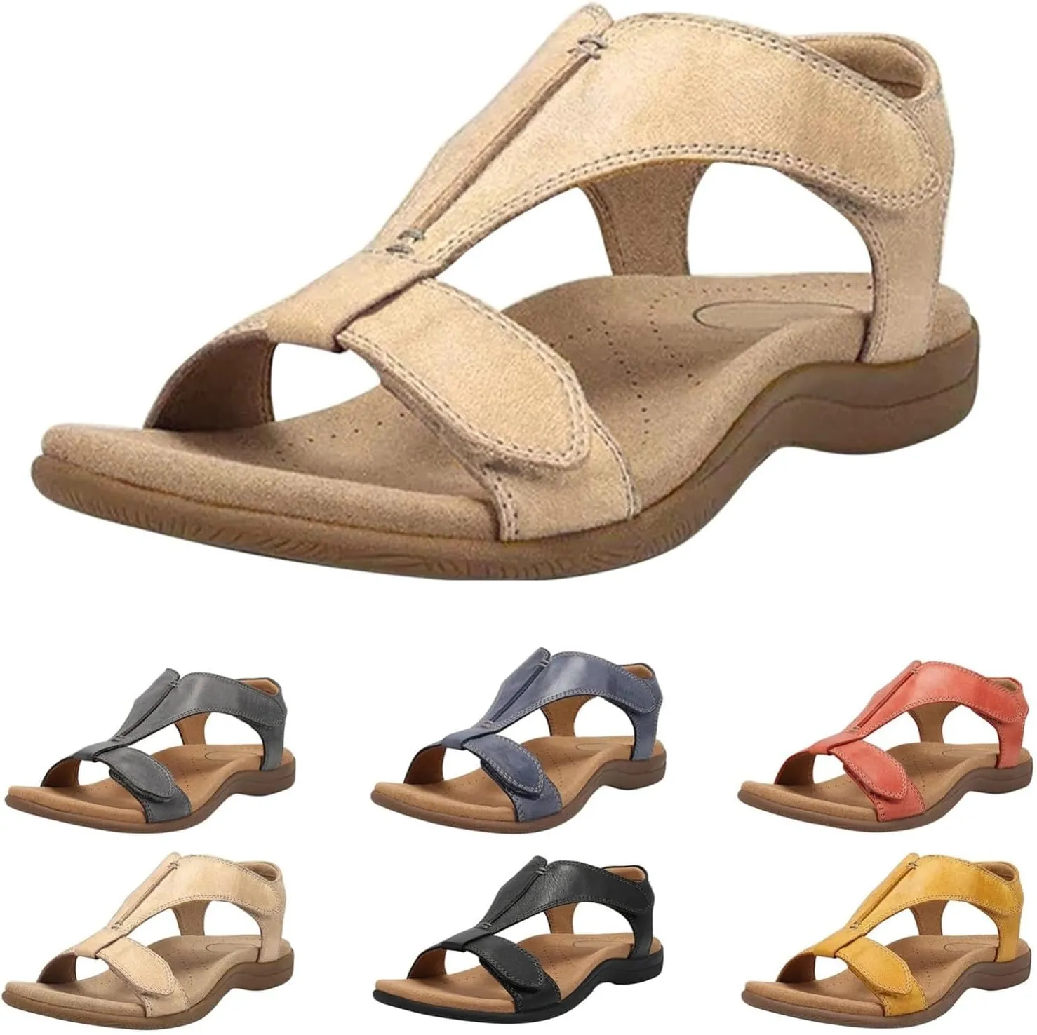 Orthawolkway Womens Sandals,Orthopedic Sandal Shoes With Arch Support,Summer Comfortable Casual Walking Sandal
