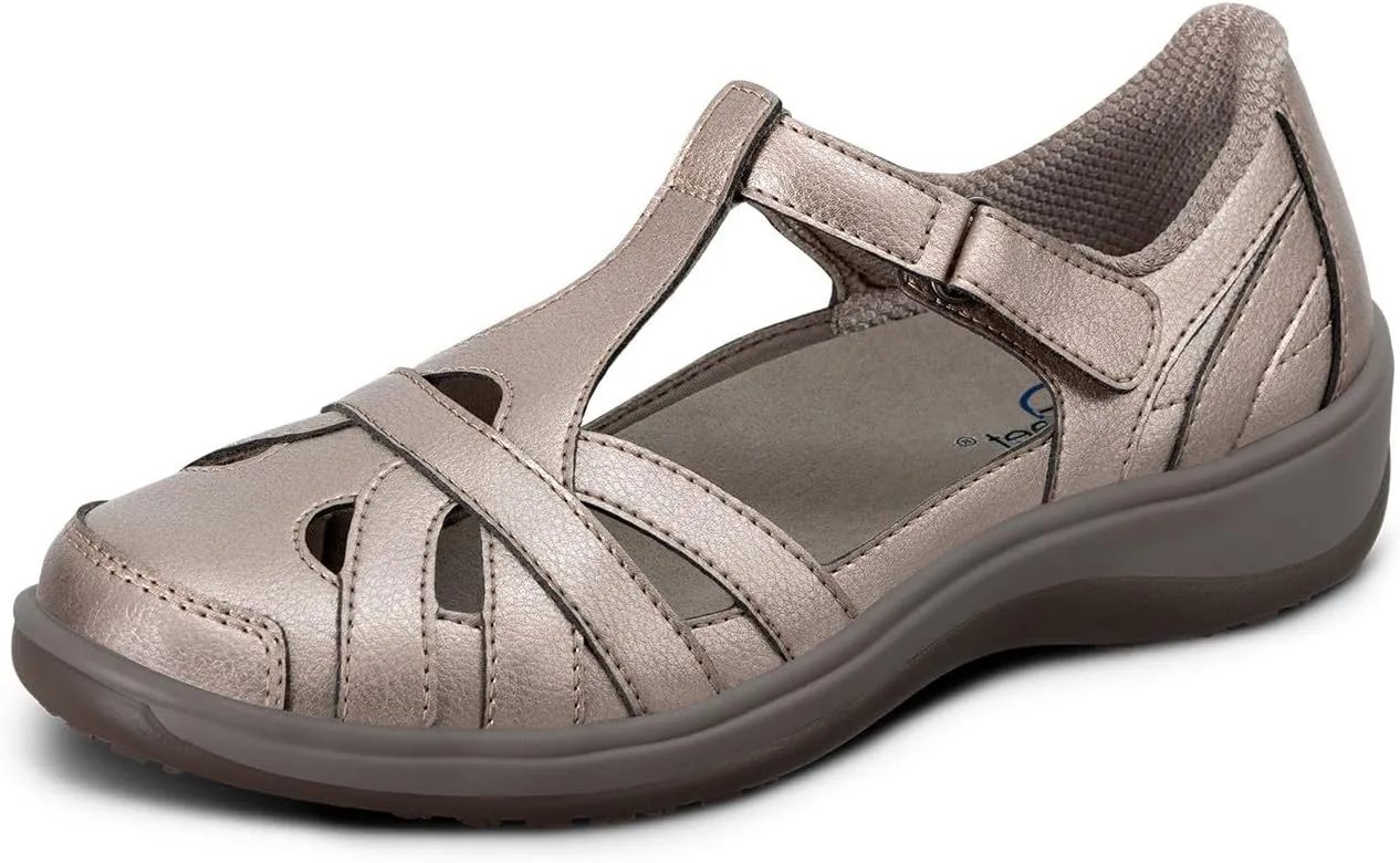 Orthofeet Women's Orthopedic Leather Juno Closed-Toe Sandals