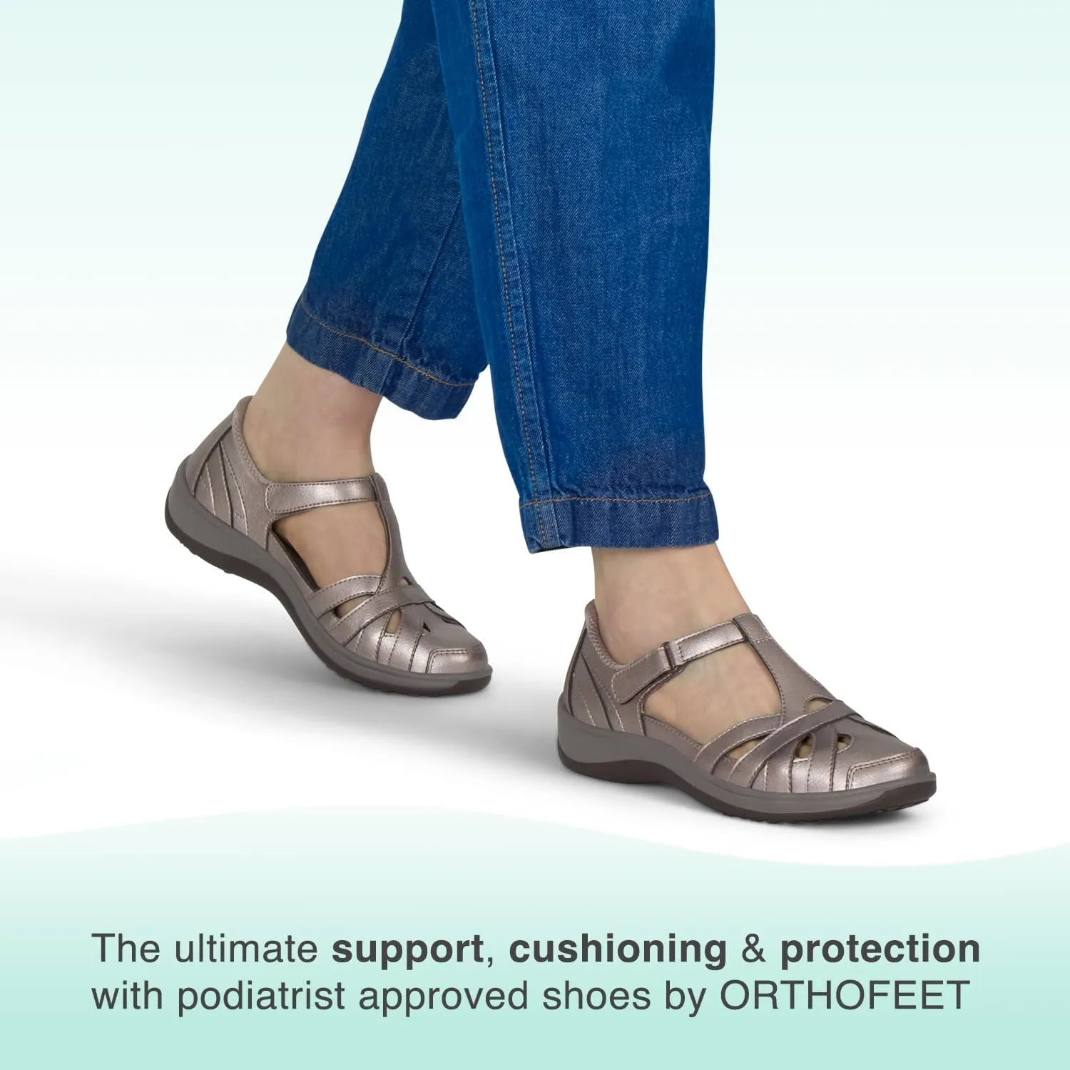 Orthofeet Women's Orthopedic Leather Juno Closed-Toe Sandals