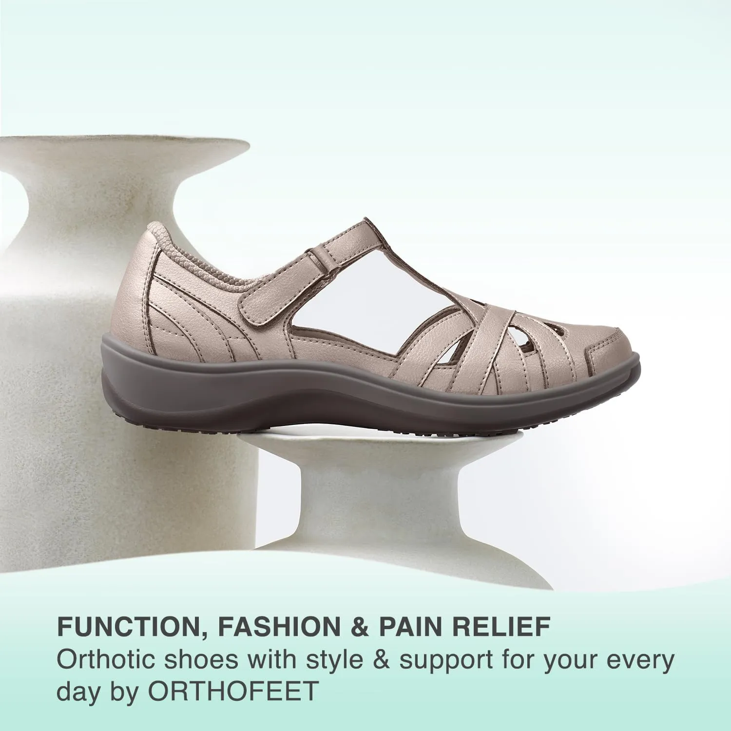 Orthofeet Women's Orthopedic Leather Juno Closed-Toe Sandals