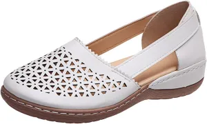 Orthopedic Sandals for Women Comfortable Closed Toe Casual Hollow Out Platform Sandal Orthotic Wedge Woven Walking Shoes Ladies Slip On Round Toe Dress Shoes