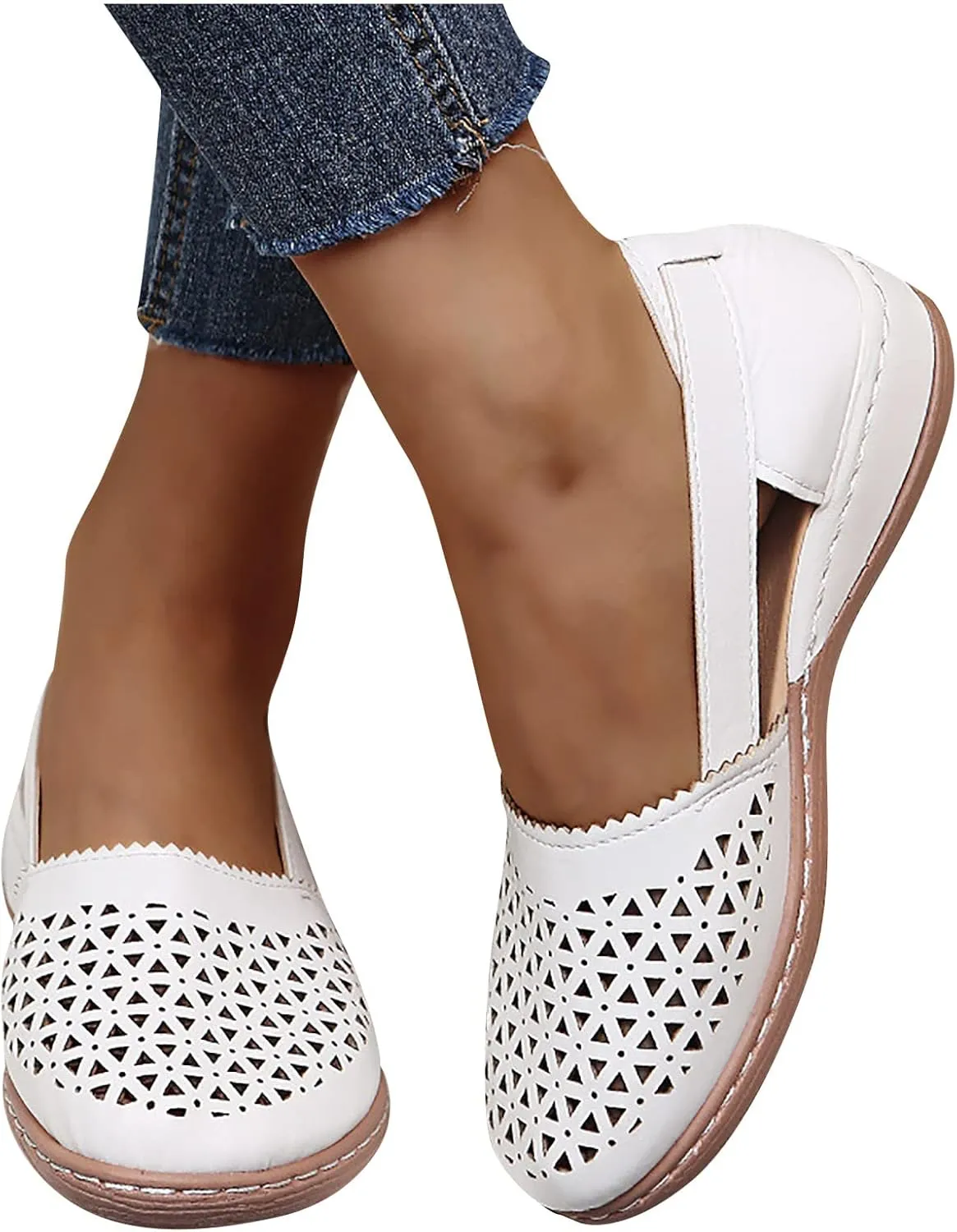 Orthopedic Sandals for Women Comfortable Closed Toe Casual Hollow Out Platform Sandal Orthotic Wedge Woven Walking Shoes Ladies Slip On Round Toe Dress Shoes