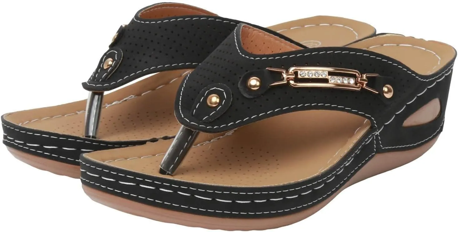 Orthopedic Sandals with Arch Support Flip Flops for Women Wedge Sandals Breathable Comfortable Walking Clip Toe Sandal Slip On Slingback Orthotic Thong Slippers Casual Dressy Platform Wedge Sandal