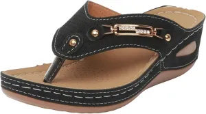 Orthopedic Sandals with Arch Support Flip Flops for Women Wedge Sandals Breathable Comfortable Walking Clip Toe Sandal Slip On Slingback Orthotic Thong Slippers Casual Dressy Platform Wedge Sandal