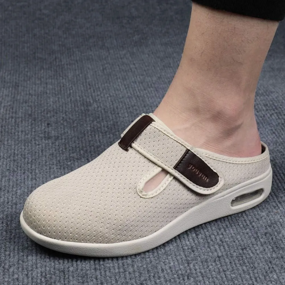 Orthoshoes Women Diabetic Slip on Flat Slide Sandals Adjustable Edema Slide Shoes, Extra Wide Memory Foam Slippers Easy On/Off for Elderly Swollen Bandaged Feet Indoor/Outdoor