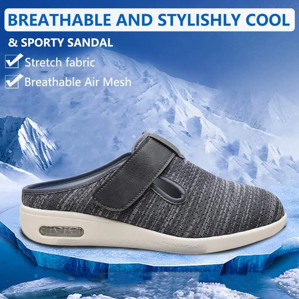Orthoshoes Women Diabetic Slip on Flat Slide Sandals Adjustable Edema Slide Shoes, Extra Wide Memory Foam Slippers Easy On/Off for Elderly Swollen Bandaged Feet Indoor/Outdoor
